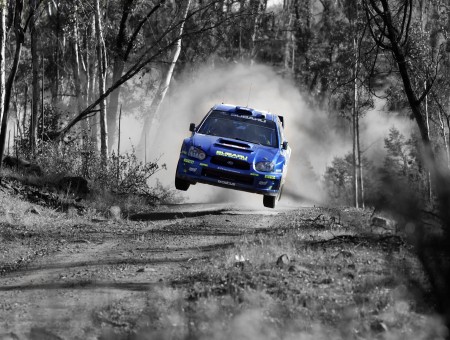 Blue Subaru WRX Rally Car