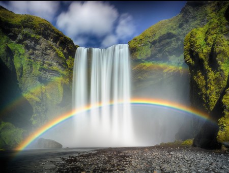 Rainbow On Waterfall