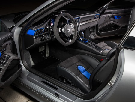 Selective Color Photography Of Coupe Showing Its Steering Wheel And Car Seats