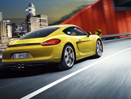 Yellow Porsche Carrera On Road
