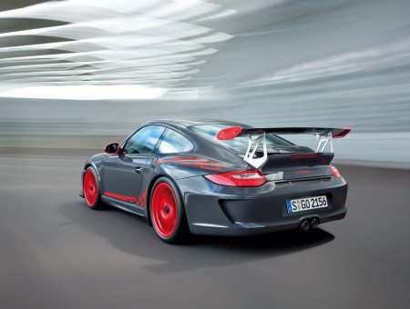 Rear Of Gray And Red Porsche 911 GT3 RS