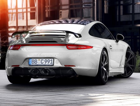 Rear Of White Porsche 911