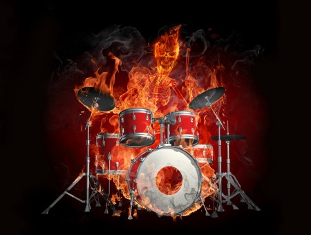 Flaming Skeleton Plating Drums