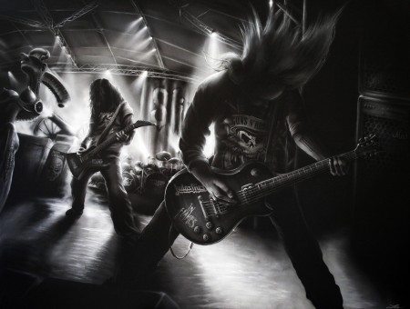 Grayscale Photo Of  Rock Band