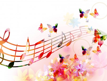 Butterfly Flower Music Clip Art
