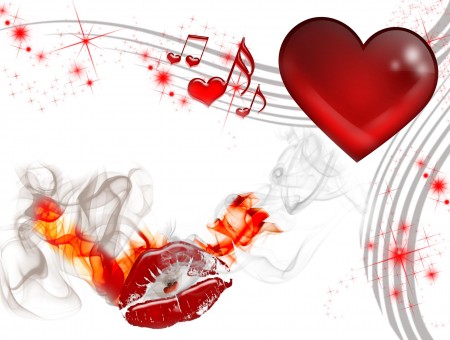 Red Heart And Musical Notes Illustration