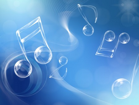 Graphic Of Clear Music Notes On A Blue Background