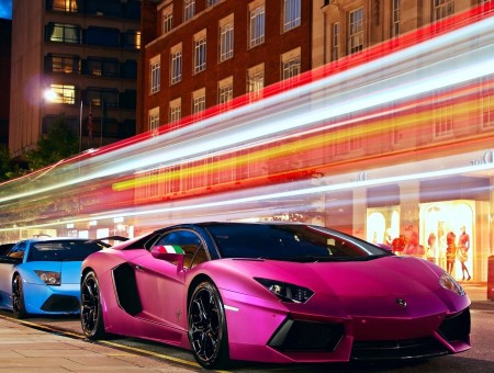 Pink Lamborghini Aventador On Road