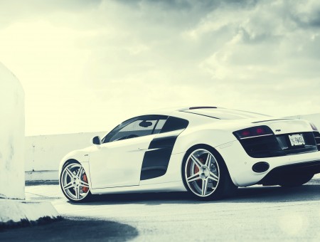 White Coupe On The Road During Day Audi R8