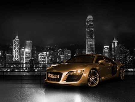 Grey Car On Black Pavement During Nighttime Audi R8