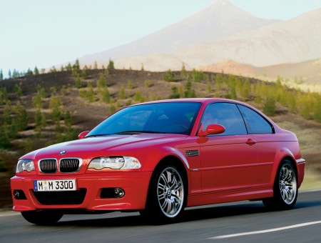 Red BMW 3 Series Coupe On Highway