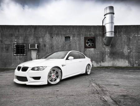 White BMW Coupe Parked