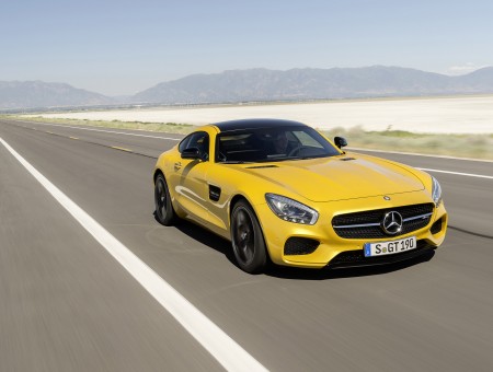 Yellow Mercedes Benz Coupe