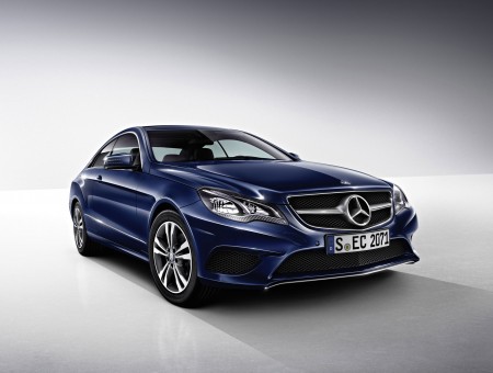 Blue Mercedes Benz Coupe On White Background