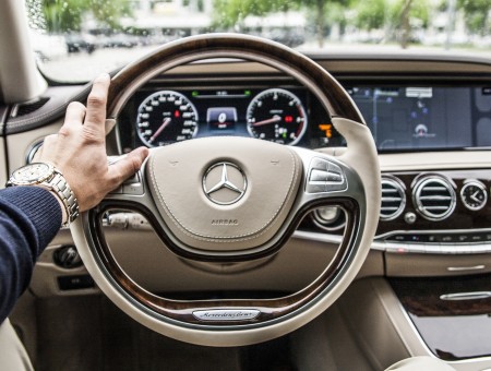 Grey Mercedes Benz Steering Wheel