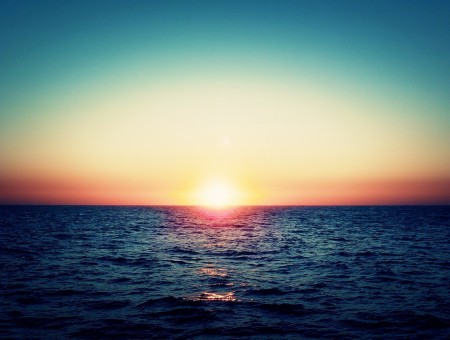 Sunset On Sea Horizon
