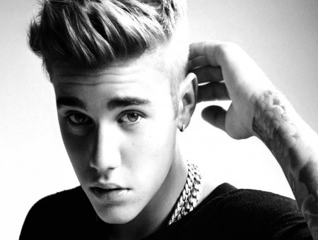 Grayscale Photography Of Justine Bieber