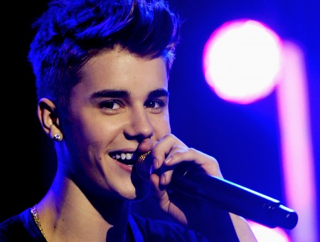 Justin Bieber Holding Microphone