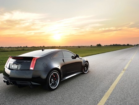 Black Cadillac CTS Coupe On Road