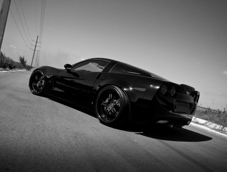 Black Chevrolet Corvette C7 On Road