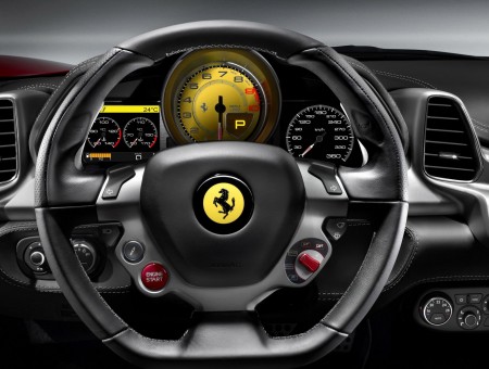Black And Silver Ferrari Steering Wheel