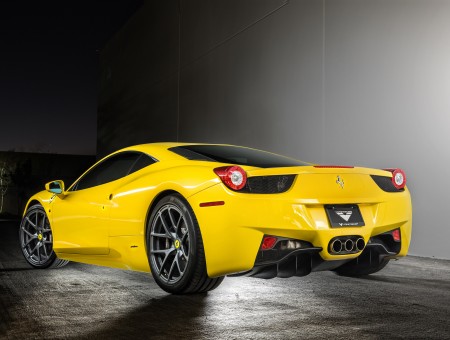 Yellow Ferrari 458 Italia Parked