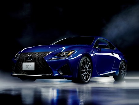 Blue Lexus RC F Parked With White Fog Underneath