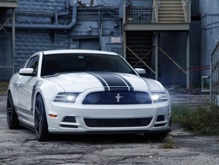 White And Black Ford Mustang Parked During Daytime