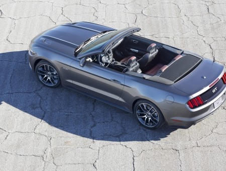 Grey Ford Mustang GT Convertible On Plains