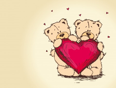 Brown Teddy Bear Holding Heart Illustration