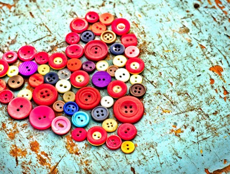 Assorted Color Clothes Buttons Making Heart Shape