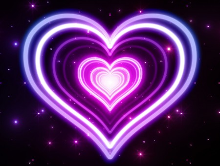Purple And Pink Heart Light With Black Background