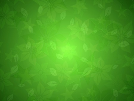 Green Petaled Flowers And Stars Graphic Vector