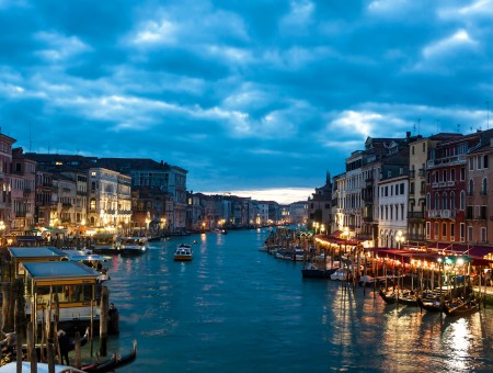 Venice Canal Under Blue Cloudy Sky During Daytime