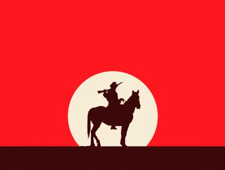 Man Riding A Horse Silhouette Illustration