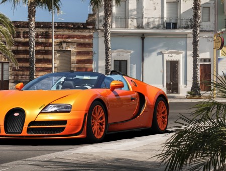 Orange Bugatti Vision On Road