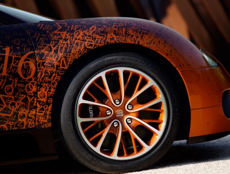 Orange And Black Car Wheel