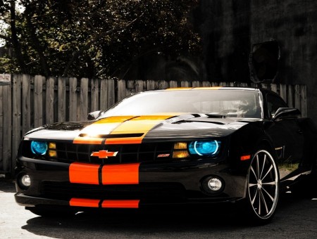 Black Orange Chervolet Sports Car
