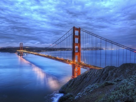 Golden Gate Bridge Under Gray Cloudy Skies