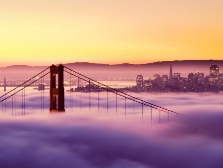Golden Gate Bridge Surrounded By White Fog