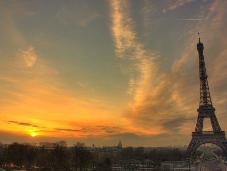 Eiffel Tower Yellow Sunset