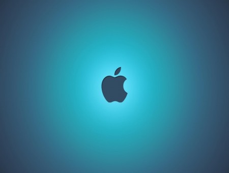 Black Apple Logo On Blue Background