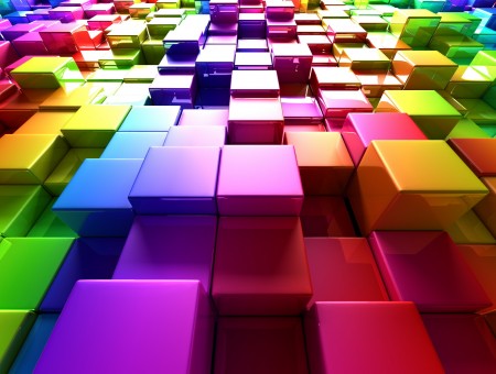 Assorted Color Cubes 3d Illustration