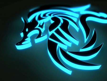 Dragon's Head Black And Blue Light Sign