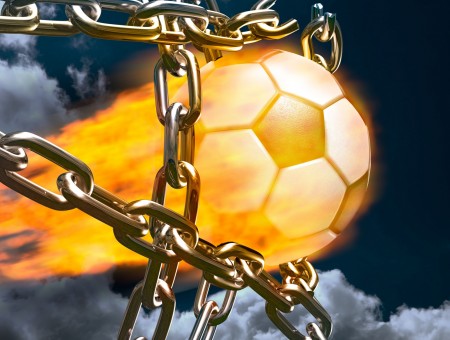 White Black Soccer Ball On Forcing To Pass Gold Plated Chains During Daytime