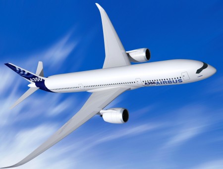 White And Blue A350 Plane