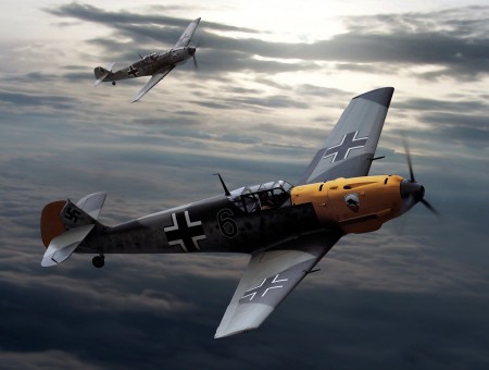 2 Orange And Gray Fighter Plane Flying Together