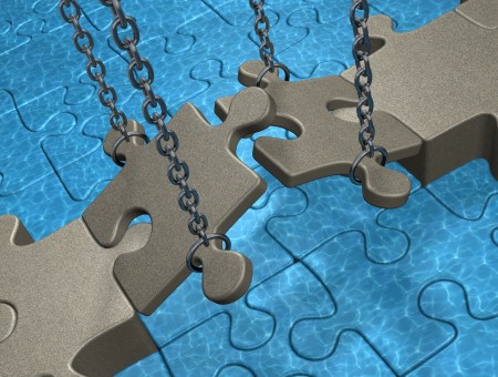 Gray Jigsaw Puzzle Piece With Gray Chain