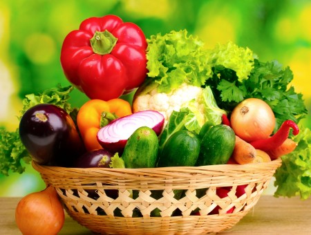 Vegetables On Wooden Basket