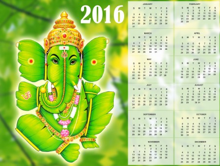 Green Ganesha 2016 Calendar